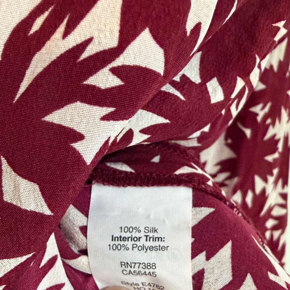 Madewell Burgundy and Cream Floral Tank blouse with Black Trim - Picture 4 of 5